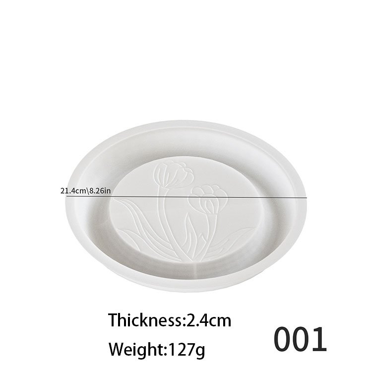 YS Tulip Flower Tray Silicone Mold Jewelry Display Pan Resin Molds Round Rose Floral Relief Candle Tray Home Plate Gypsum Mould