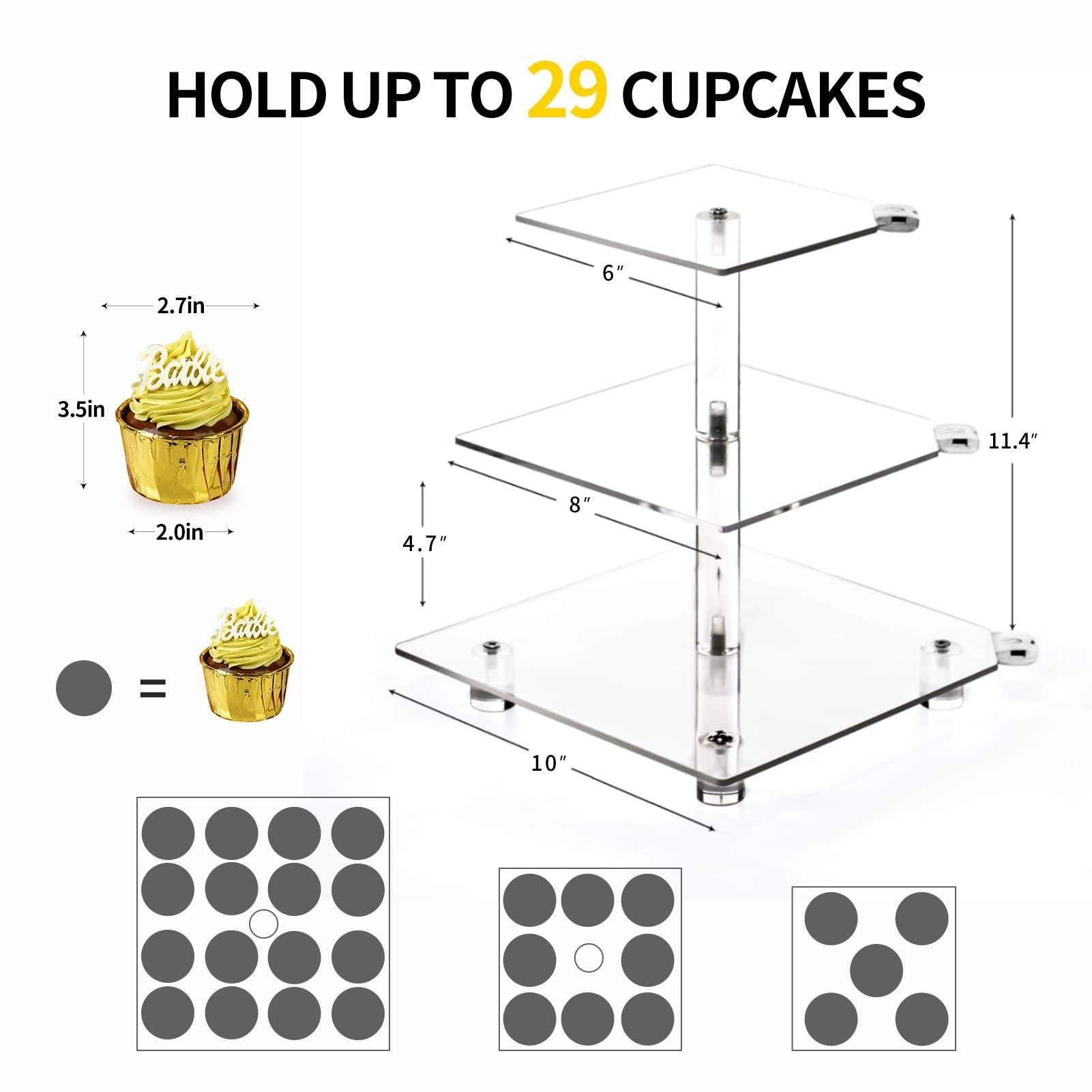 Clear Acrylic Cupcake Display Stand 4 tier tray Festive and Party Supplies led lighting decor dessert display Cake tool