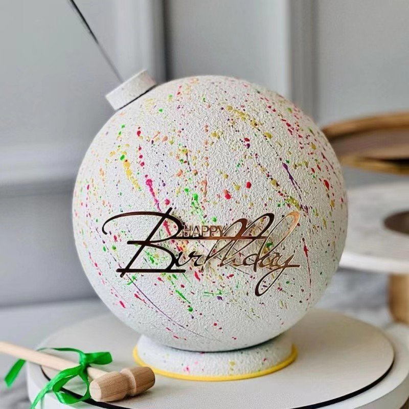New design Gold Acrylic Cake Decorations Baking Decorating Supplies For Side of Cake Use Happy Birthday Acrylic Cake Topper