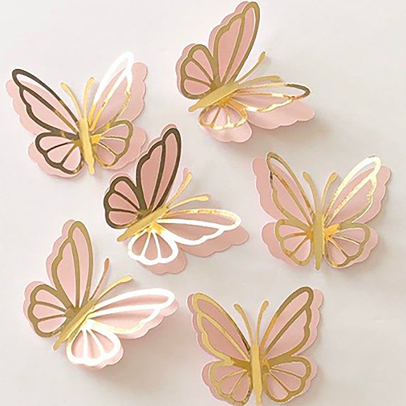 Pearl Butterfly Birthday Cake Topper Pink Gold DIY Cake Decor Wedding Birthday Cake Toppers Baby Shower Baking Supplies