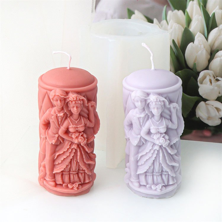 Embossed Wedding Pillars Silicone Candle Mold Wedding Scene Decorations Gift Casting Mould DIY Aromatherapy Candle Making Tool