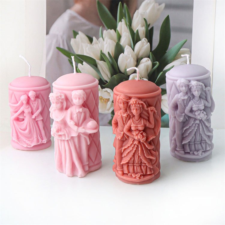 Embossed Wedding Pillars Silicone Candle Mold Wedding Scene Decorations Gift Casting Mould DIY Aromatherapy Candle Making Tool