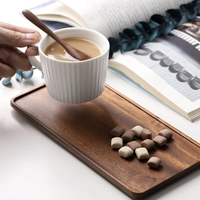 Walnut wood rectangular tray dry bubble tea plate cake bread breakfast snack tray hotel supplies restaurant tea tray