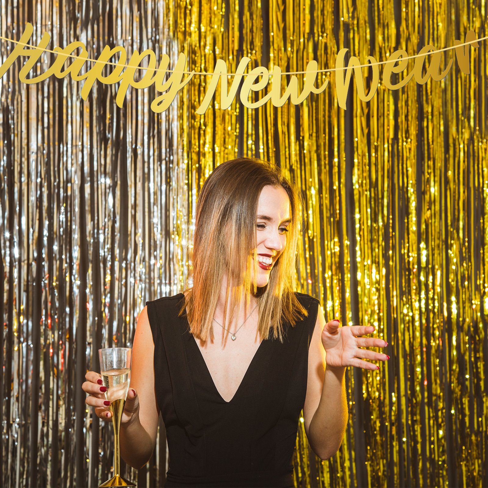 8pcs Foil Firework Cupcake Toppers Happy New Year Banner Wedding Birthday Party cake Decoration Theme Cupcake Toppers Sets