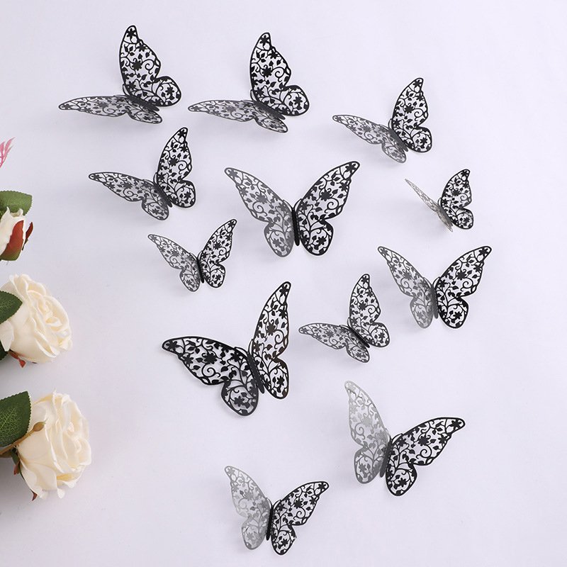 3d Hollow Paper Butterfly Three-Dimensional Butterfly Home Decoration Butterfly Wall Stickers Wedding Festival Party