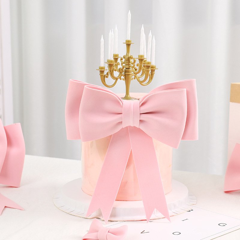 Wholesale Sweet Pink Bow Cake Topper Party Decoration Ornament Large Bow Birthday Cake Topper