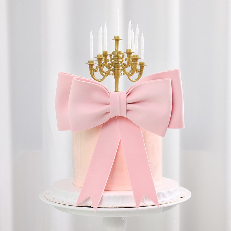 Wholesale Sweet Pink Bow Cake Topper Party Decoration Ornament Large Bow Birthday Cake Topper