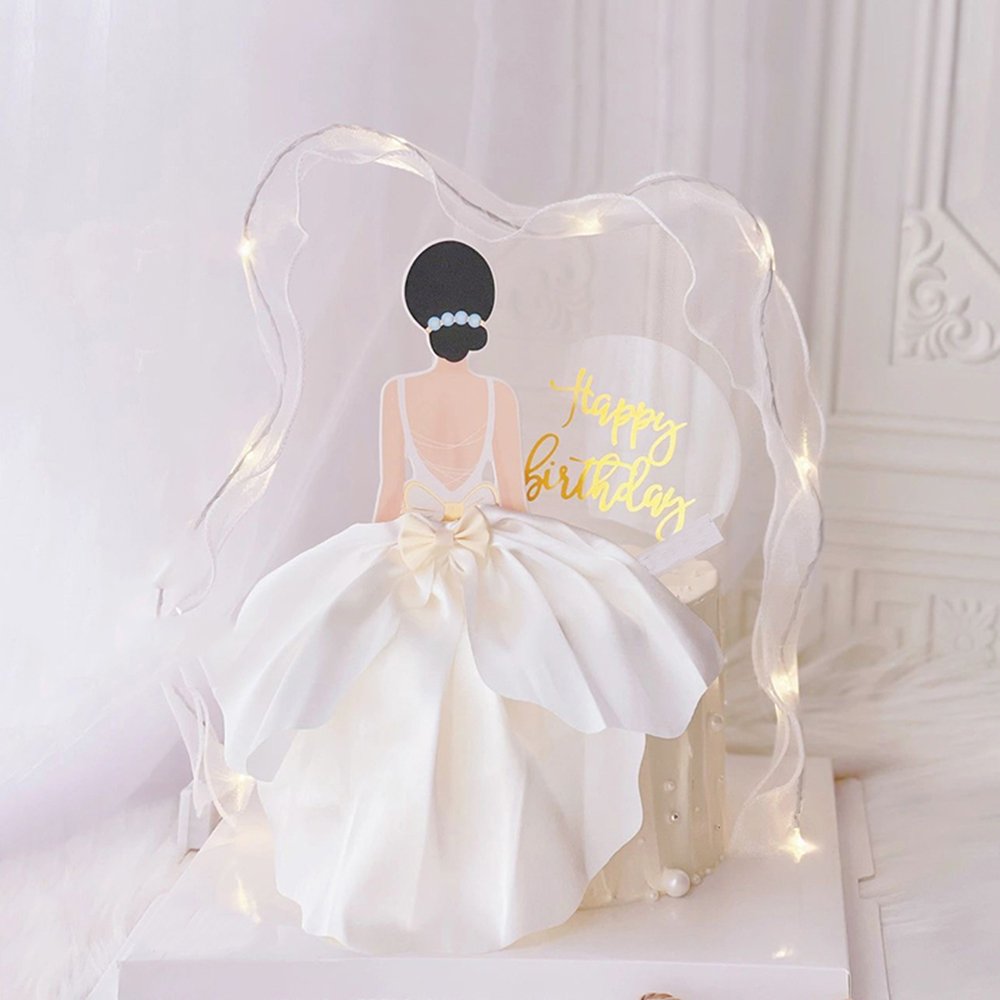 Valentine's Day Mother's Day cake decoration net red skirt figure plug-in mom happy birthday dessert table dress up