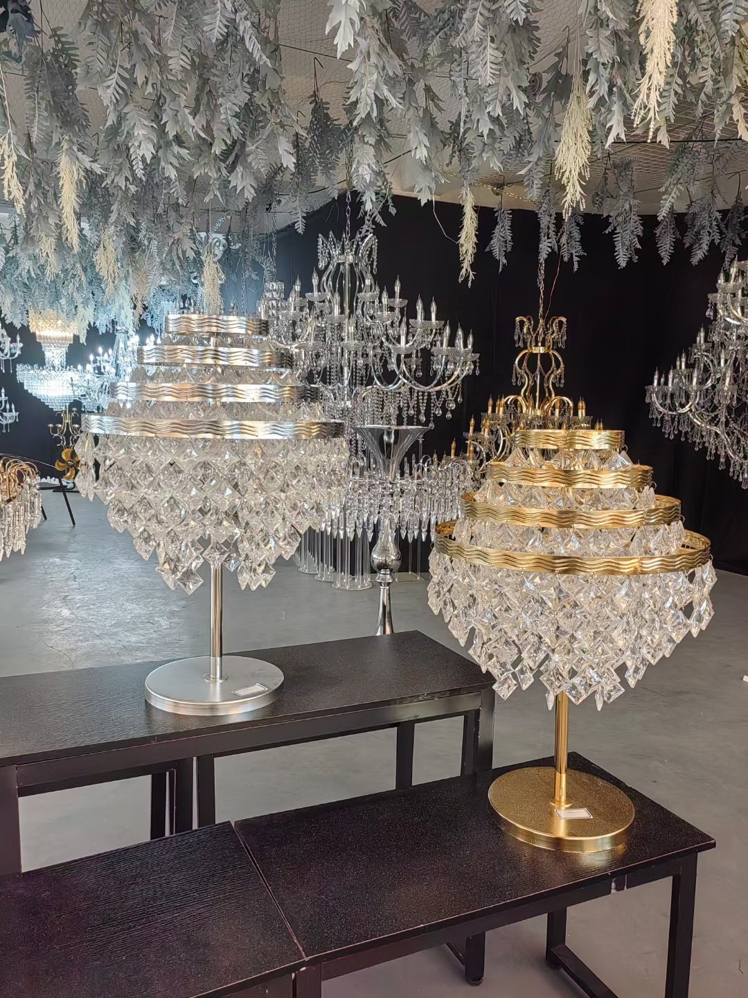 Luxury 1.2m electric wedding floor lamp tall crystal standing candelabra centerpieces