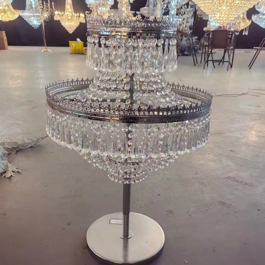 Luxury 1.2m electric wedding floor lamp tall crystal standing candelabra centerpieces