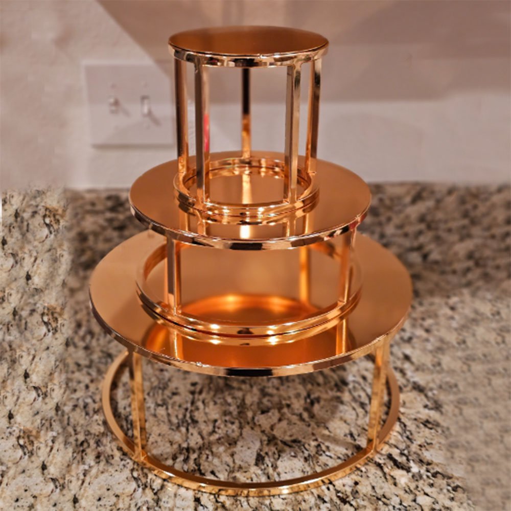 Factory wholesale Gold Metal wedding decorating supplies Iron Dessert Table Cake Decoration Display Rack Tray for party supplies