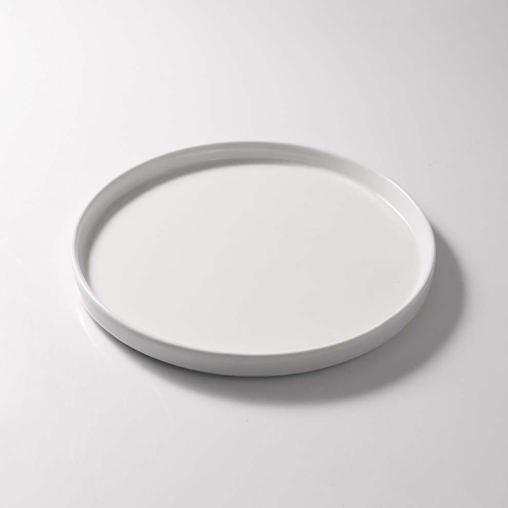 Custom Logo Minimalist Polished Tableware Wedding Buffets Restaurants Pasta Dishes White Ceramic Charger Entrees Flat Plates