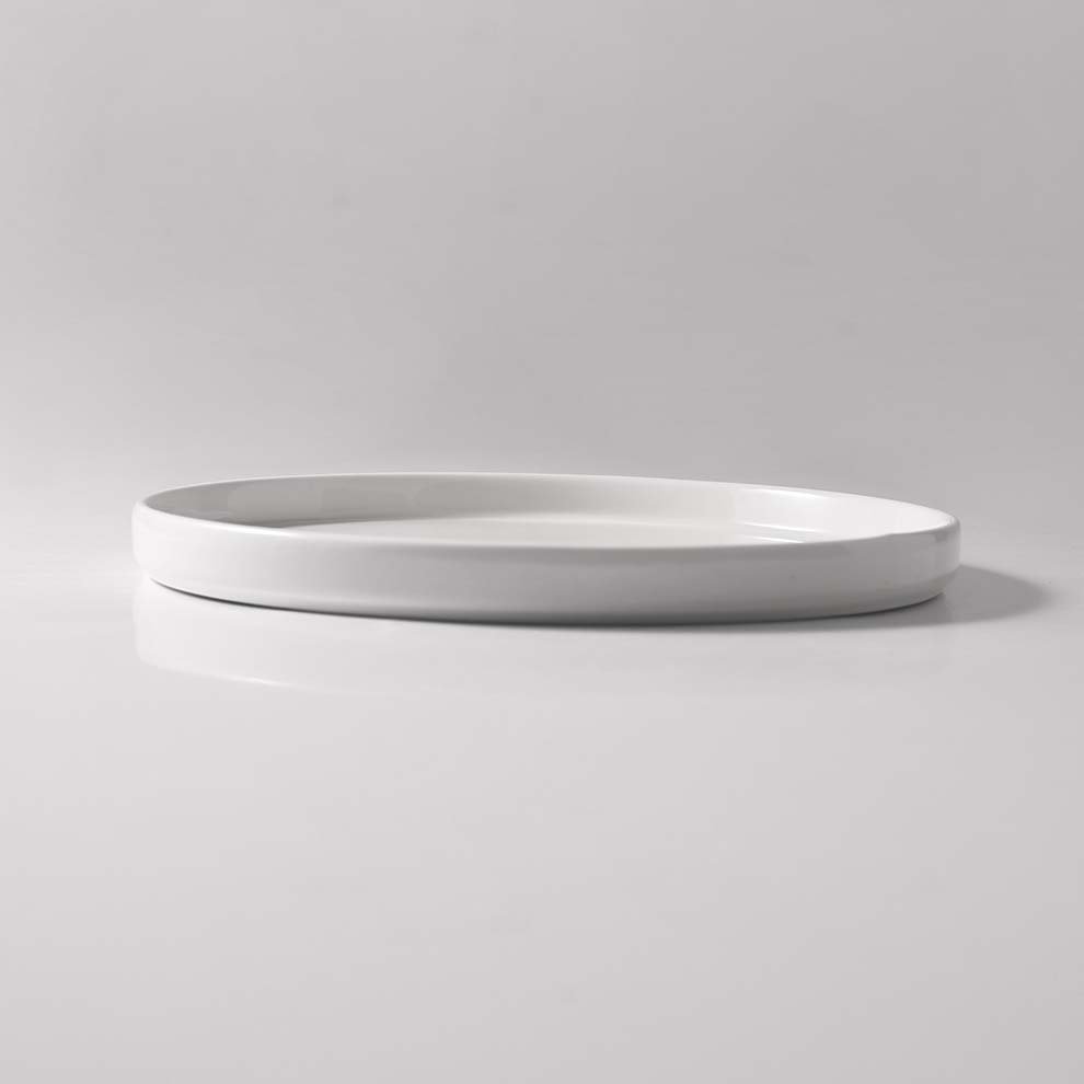 Custom Logo Minimalist Polished Tableware Wedding Buffets Restaurants Pasta Dishes White Ceramic Charger Entrees Flat Plates
