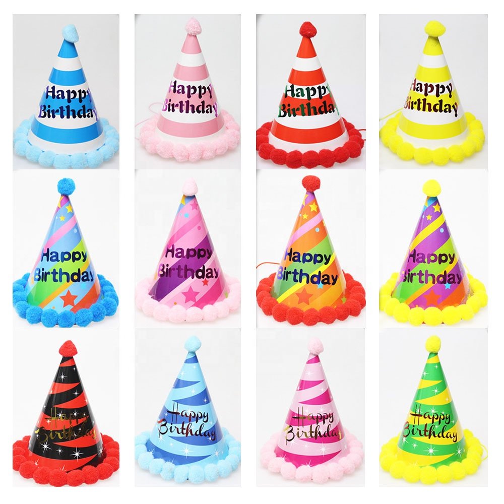 Baby Kids Party Decoration Supplies Cone Paper 1st First Happy Birthday Hat for Kids