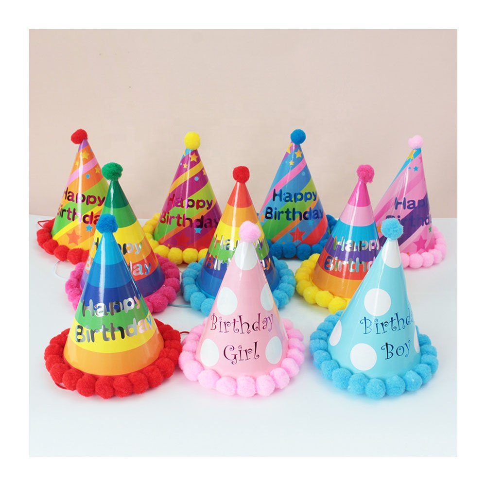 Baby Kids Party Decoration Supplies Cone Paper 1st First Happy Birthday Hat for Kids