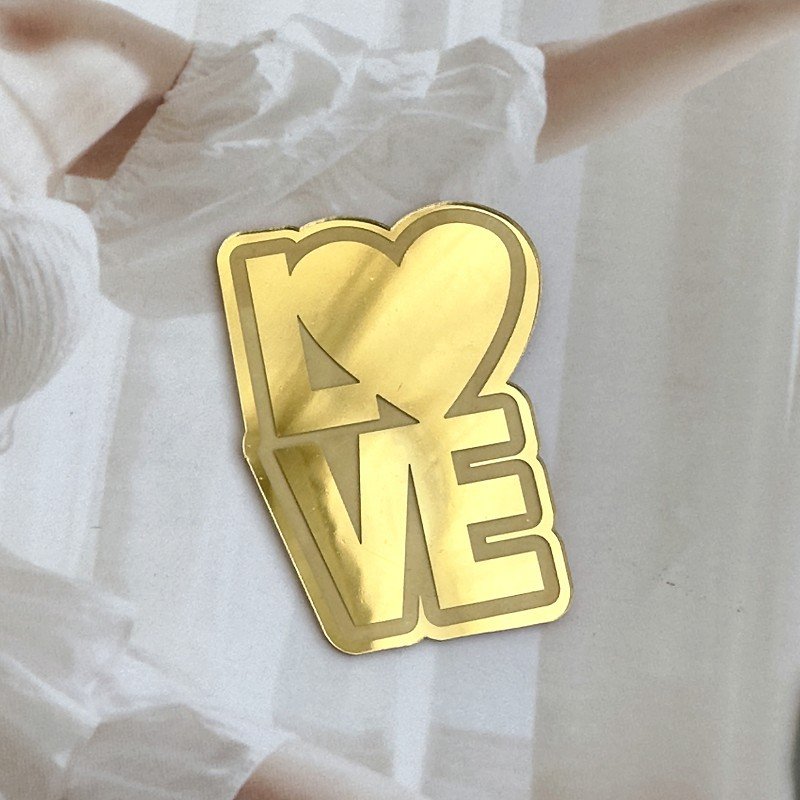 Valentine's Day Cupcake Decorations Golden Heart Round Acrylic Happy Valentine's Day Cake Decorating Supplies for Wedding Party