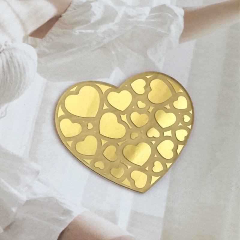 Valentine's Day Cupcake Decorations Golden Heart Round Acrylic Happy Valentine's Day Cake Decorating Supplies for Wedding Party