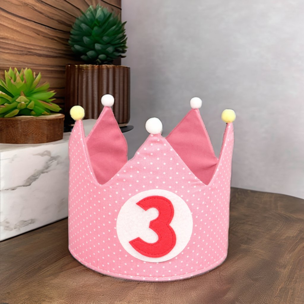 Happy Birthday Crown Felt Decorations Party Favor for Kids with Balloon and Cake Elements