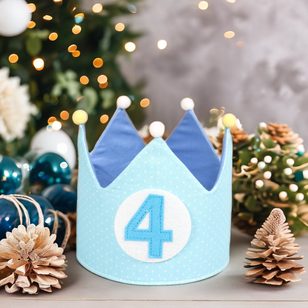 Happy Birthday Crown Felt Decorations Party Favor for Kids with Balloon and Cake Elements