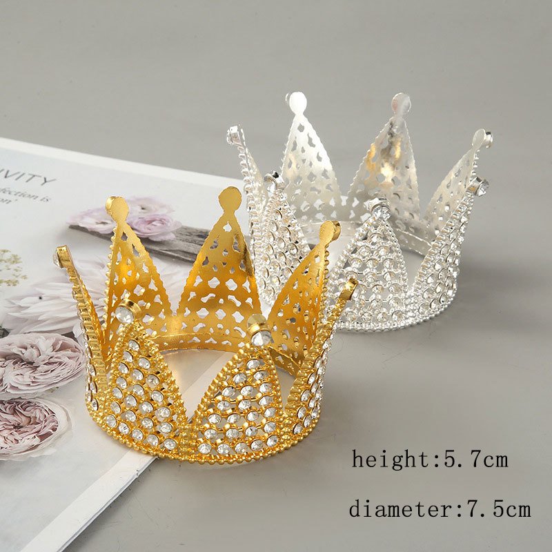 7.5cm *5.7cm round Princess Rhinestone Crowns Decorative Cake Crowns & Tiaras for Home Hair for Christmas Graduation Decorations