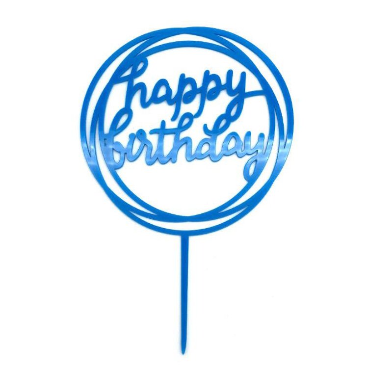XINLU Various colors Happy Birthday Cake Topper Acrylic Letter Gold Silver Blue Cake Decoration for Birthday Party supplies