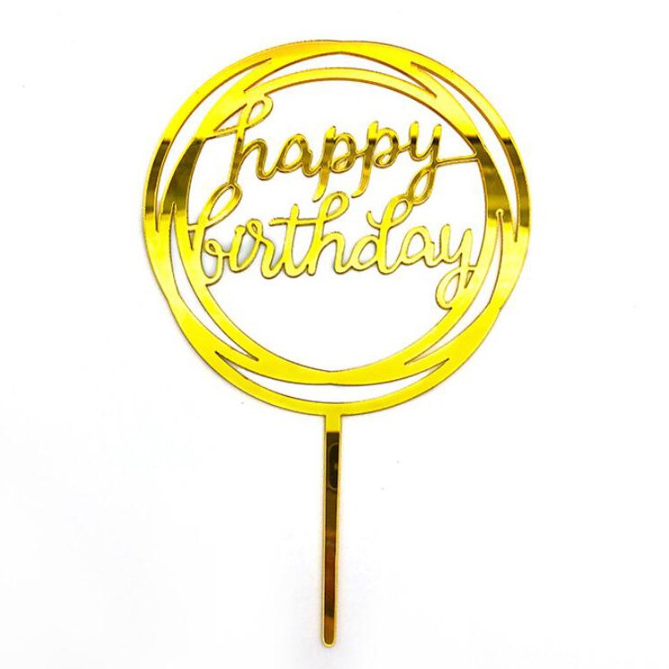 XINLU Various colors Happy Birthday Cake Topper Acrylic Letter Gold Silver Blue Cake Decoration for Birthday Party supplies