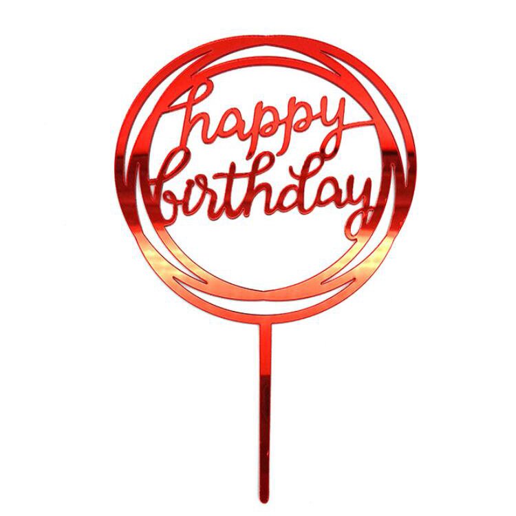 XINLU Various colors Happy Birthday Cake Topper Acrylic Letter Gold Silver Blue Cake Decoration for Birthday Party supplies