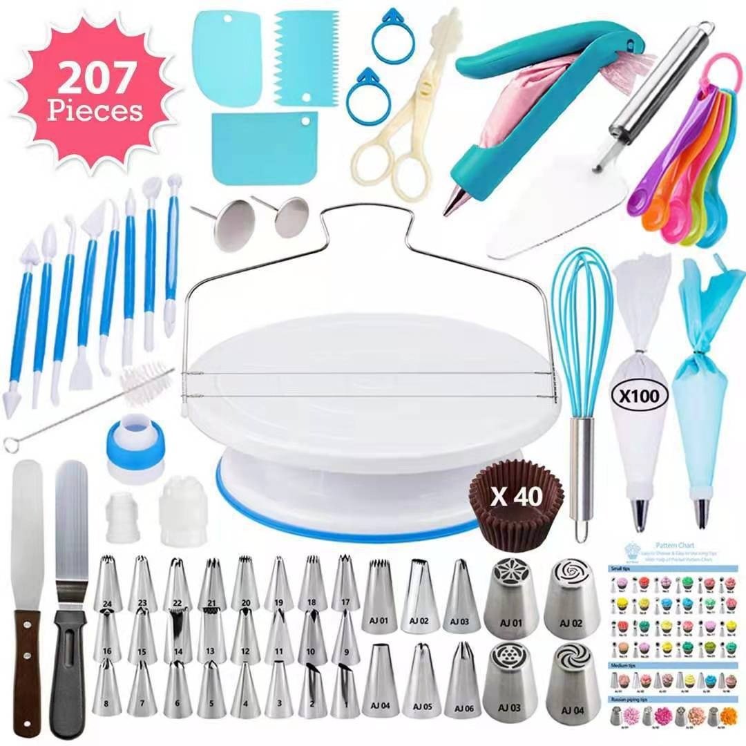 207pcs nozzle turntable cake decorating kits pastry tools For Kitchen DIY Icing Piping reposteria baking tools Nozzle Set