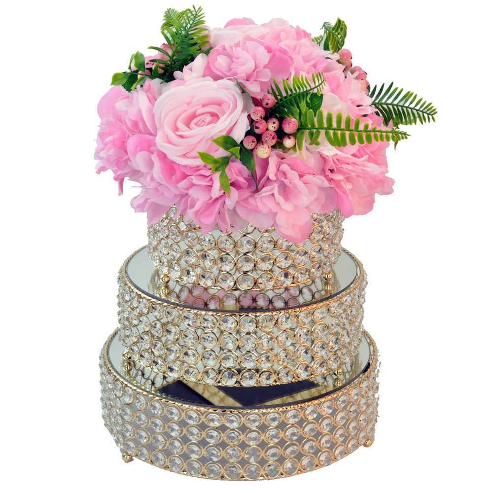 Table decoration beaded wedding centerpieces gold cake stands acrylic crystal
