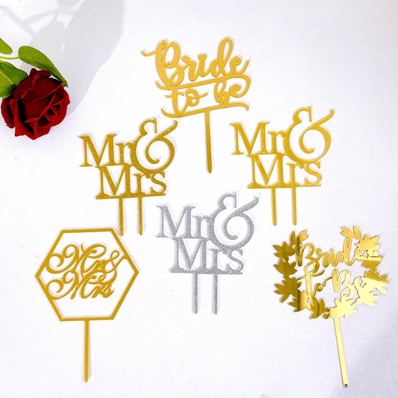 Homesun New Selling Cake Topper Supplier Glitter Print Cake Decorating Supplies For Valentines Mr Mrs Wedding Cake Topper