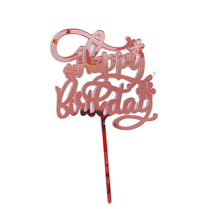 New Acrylic Birthday Cake Topper Rose Gold Happy Birthday English Letter Cake Decorating Supplies Party Cake top Baking Supplies