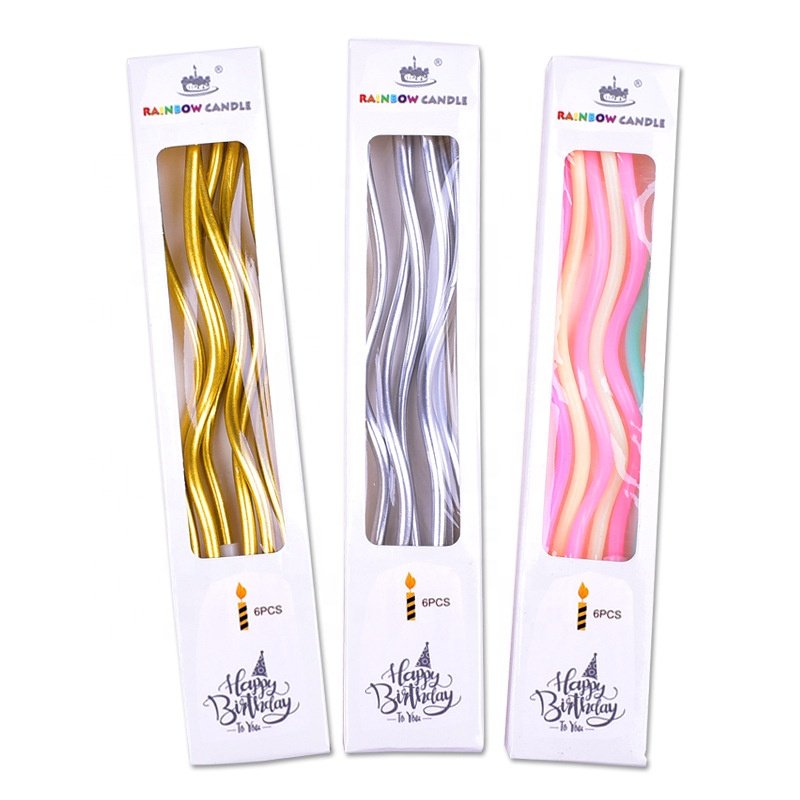 XJH Wholesale High Quality Spiral Colorful Birthday Cake Candle For Party Decoration Cake Birthday Baby Shower