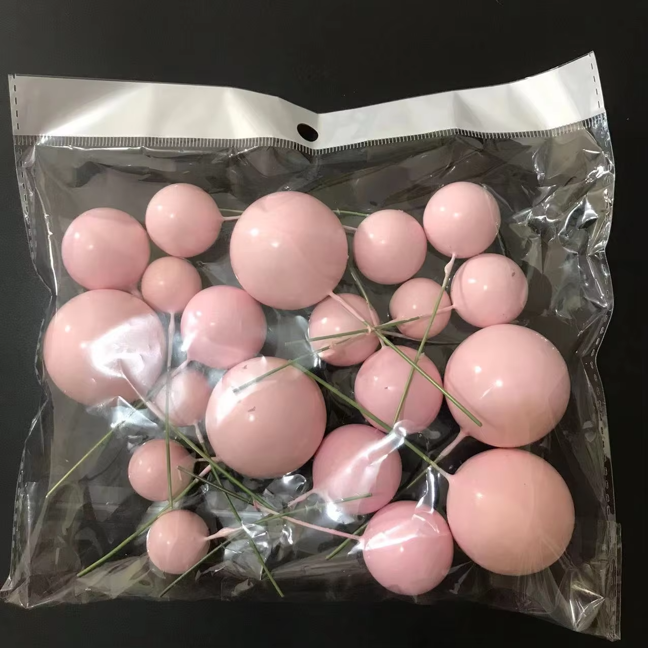 Faux Ball Cake Topper Decoration Mini Balloons Cupcake Stick Foam Ball Cake Decorating Supplies for Birthday Party