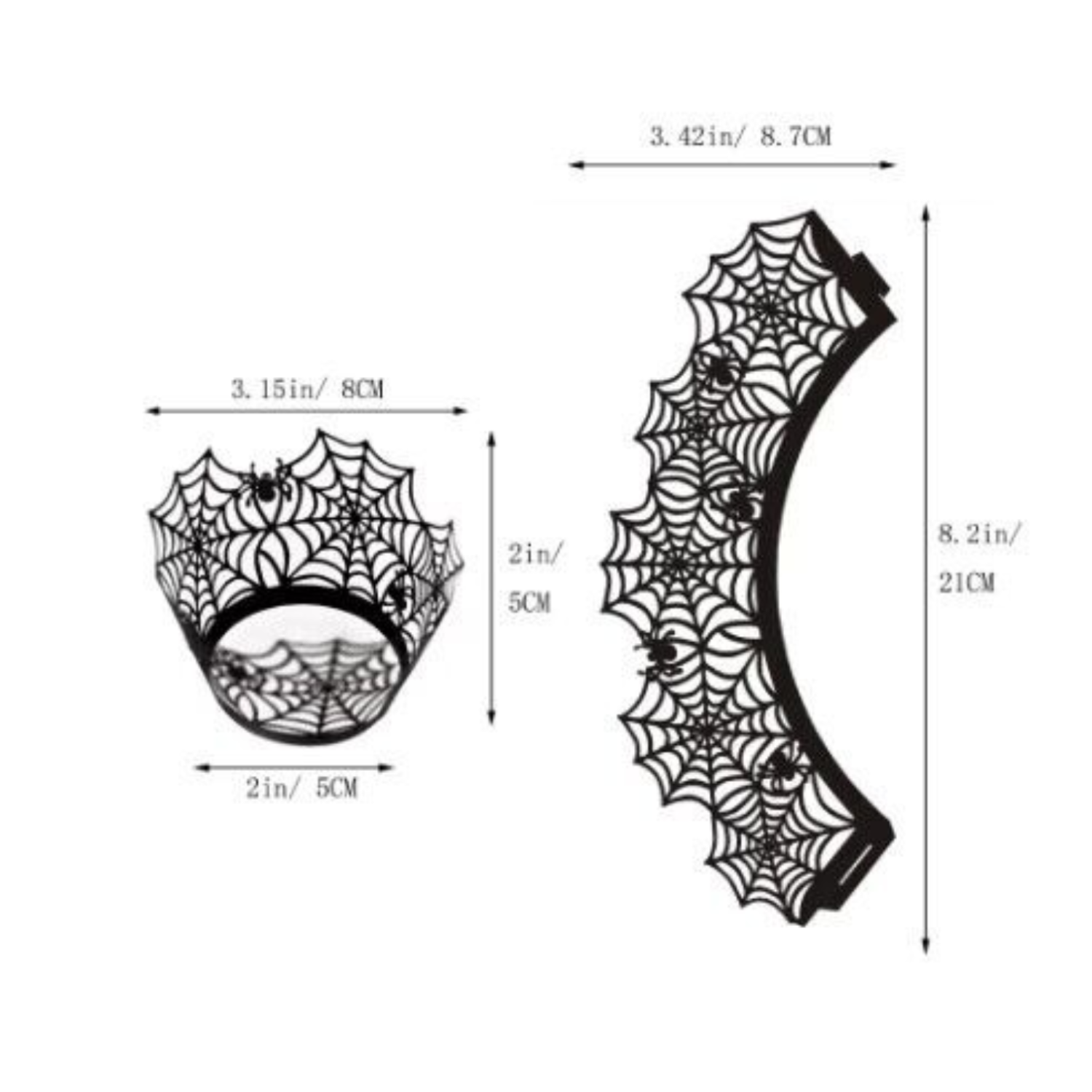 12pcs/pack Halloween Laser Cut Paper Cupcake Wrappers Spider Web Cupcake Spiderweb for Halloween Party Decorations Supply