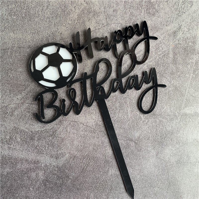 Soccer Acrylic Football Cake Topper Boy Birthday CupCake Topper Father's Day Cake Topper Birthday Party Supplies Men's Birthday