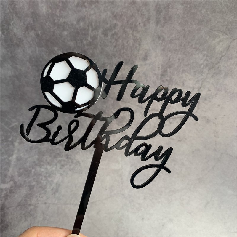 Soccer Acrylic Football Cake Topper Boy Birthday CupCake Topper Father's Day Cake Topper Birthday Party Supplies Men's Birthday