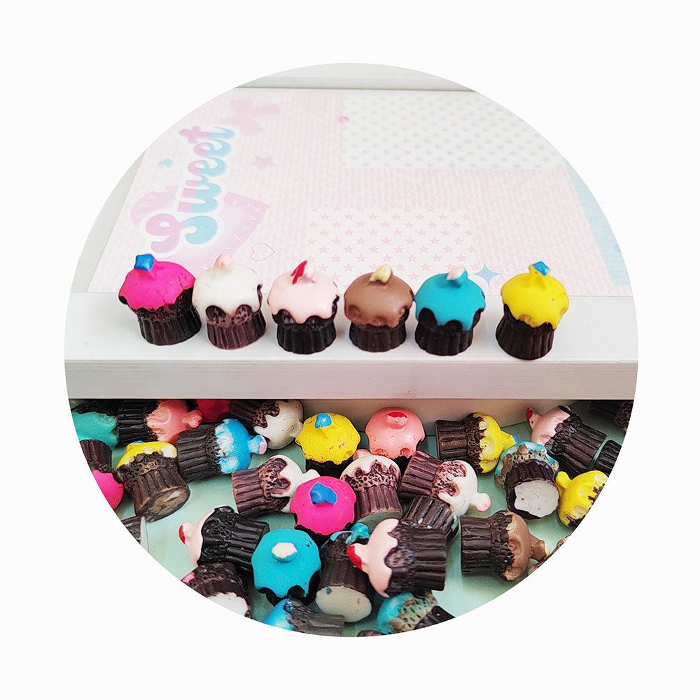Mini 3D Cream Cup Cake Resin Charms 100pcs Kawaii Doll House Food for DIY Jewelry Earring Keychain Decorative Supplies