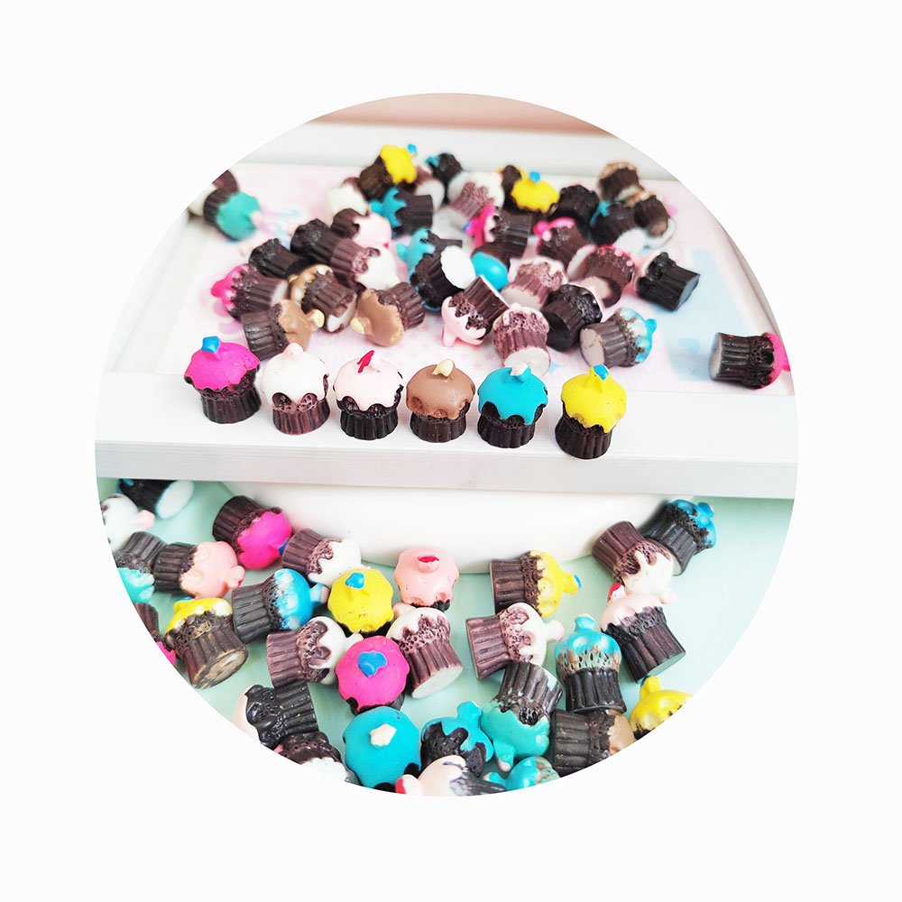 Mini 3D Cream Cup Cake Resin Charms 100pcs Kawaii Doll House Food for DIY Jewelry Earring Keychain Decorative Supplies