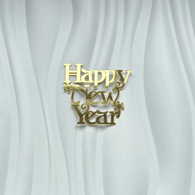 Hello 2025 Happy New Year Acrylic Cake Topper Golden Cake Toppers for New Year Xmas Christmas Party Supplies Cake Decorations