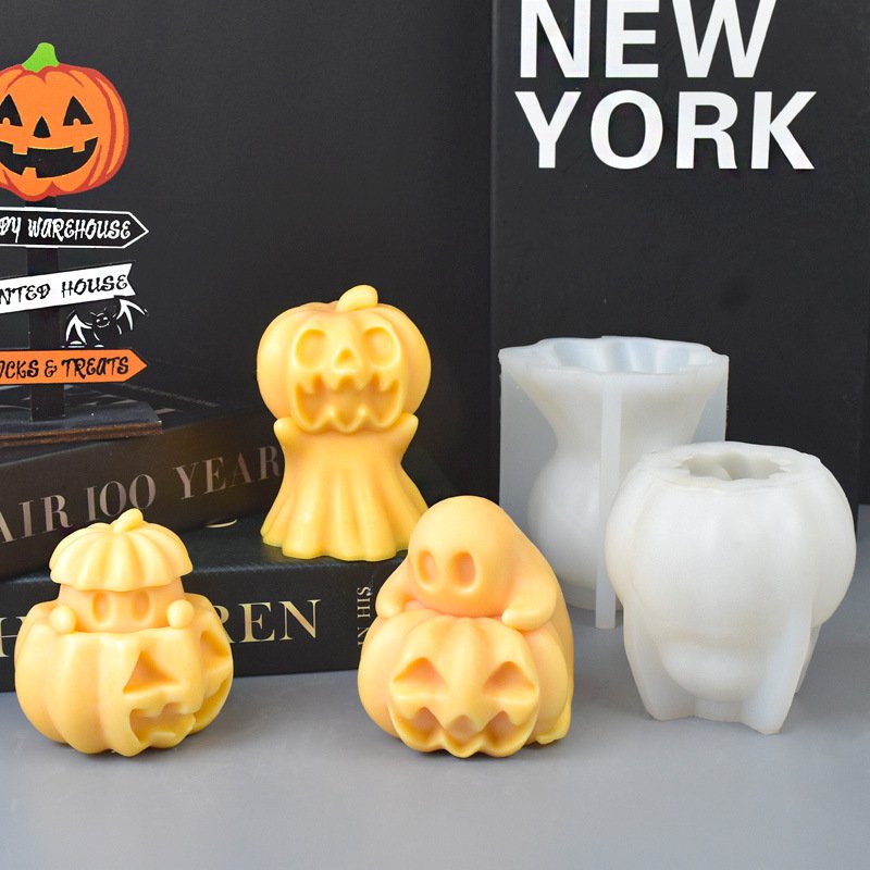 New Halloween Ghost Scented Candle Silicone Mold DIY Pumpkin Shape Creative Decoration Abrasives Factory Supply Festival Molds