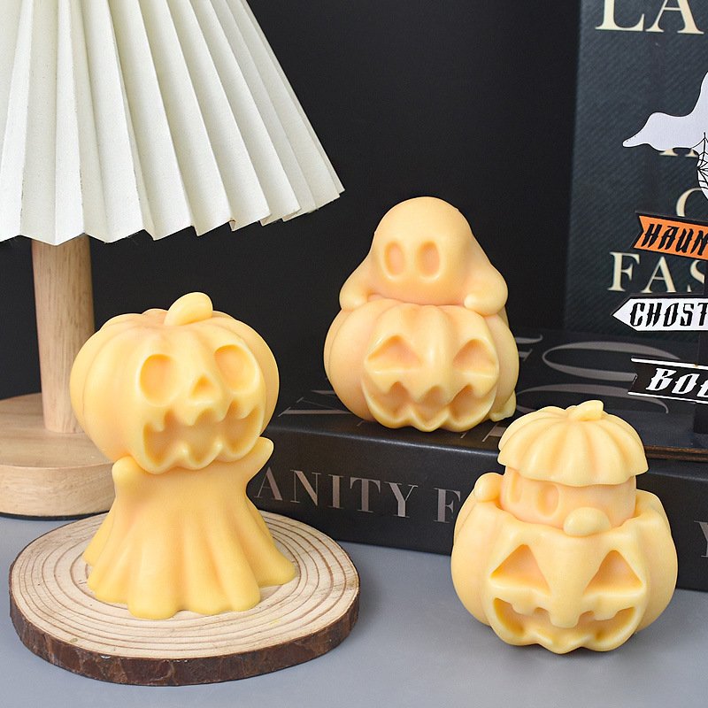 New Halloween Ghost Scented Candle Silicone Mold DIY Pumpkin Shape Creative Decoration Abrasives Factory Supply Festival Molds