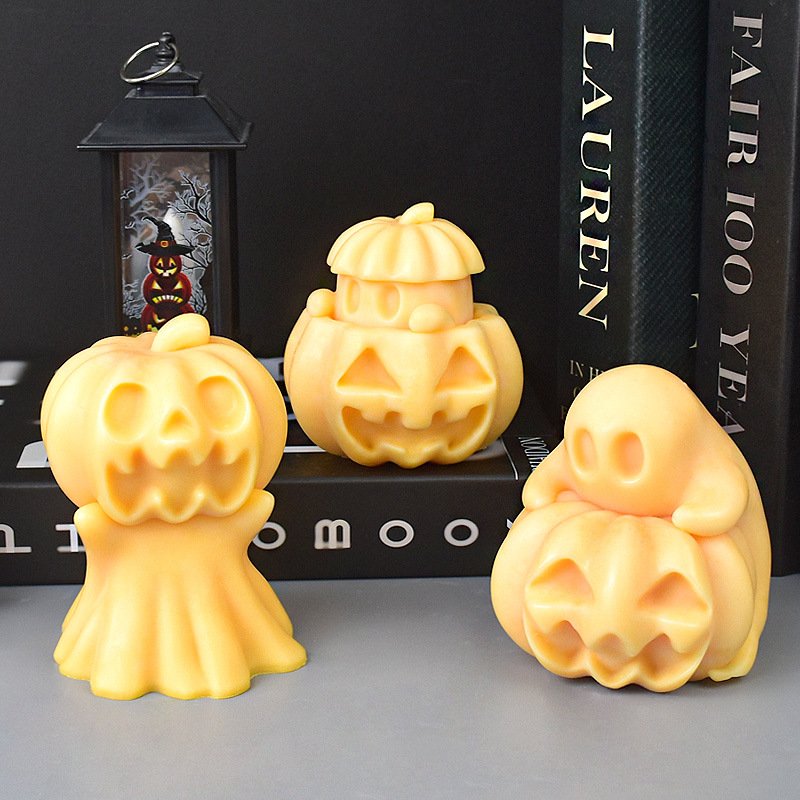 New Halloween Ghost Scented Candle Silicone Mold DIY Pumpkin Shape Creative Decoration Abrasives Factory Supply Festival Molds