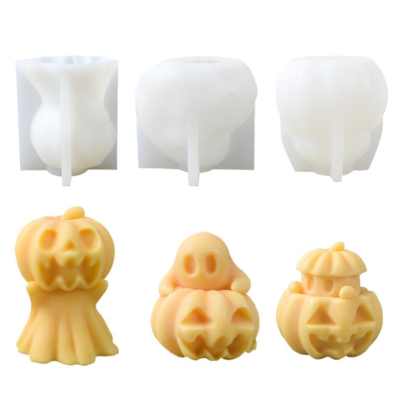 New Halloween Ghost Scented Candle Silicone Mold DIY Pumpkin Shape Creative Decoration Abrasives Factory Supply Festival Molds