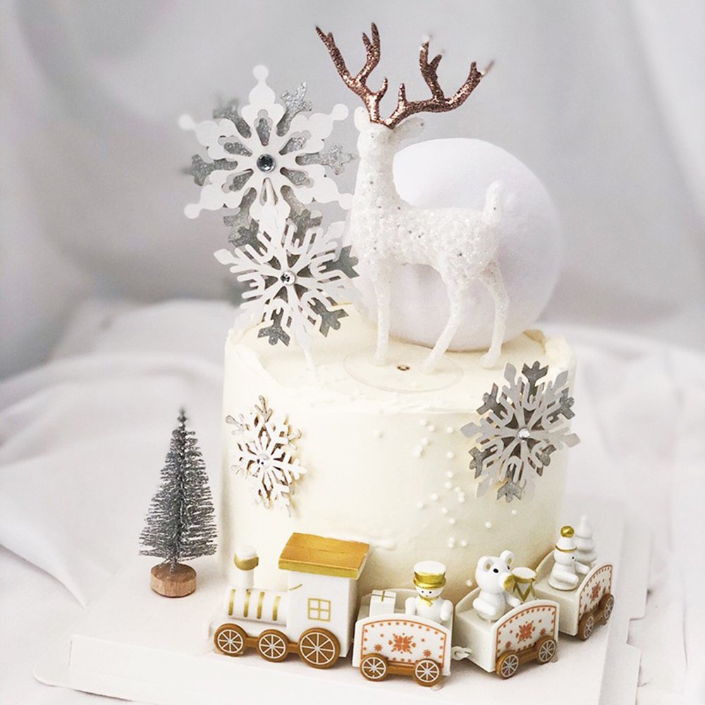 Christmas small train cake decoration pieces Train Christmas scene cake accessories dessert table layout