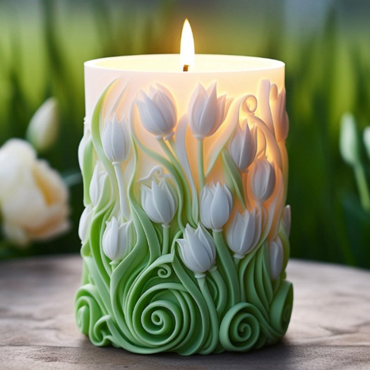 New Ideas Cylindrical Candle Molds Silicone Molds 3D Spiral Carved Pillar Epoxy Resin Molds for Home Room Decor Craft Supplies