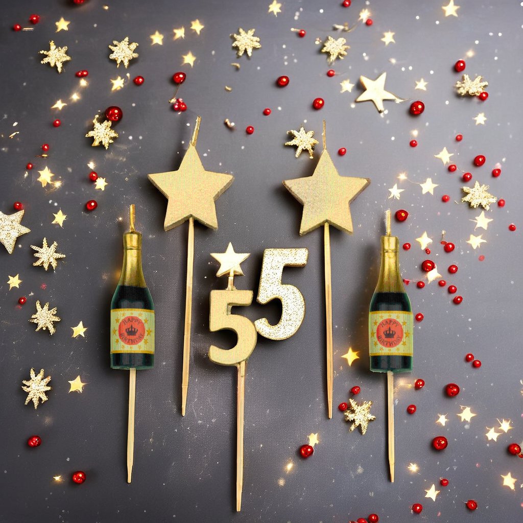 2025 New Year and Birthday Cake Decoration 6-Piece Set of Golden Numbers Christmas Party Decorations Happy Birthday Candles