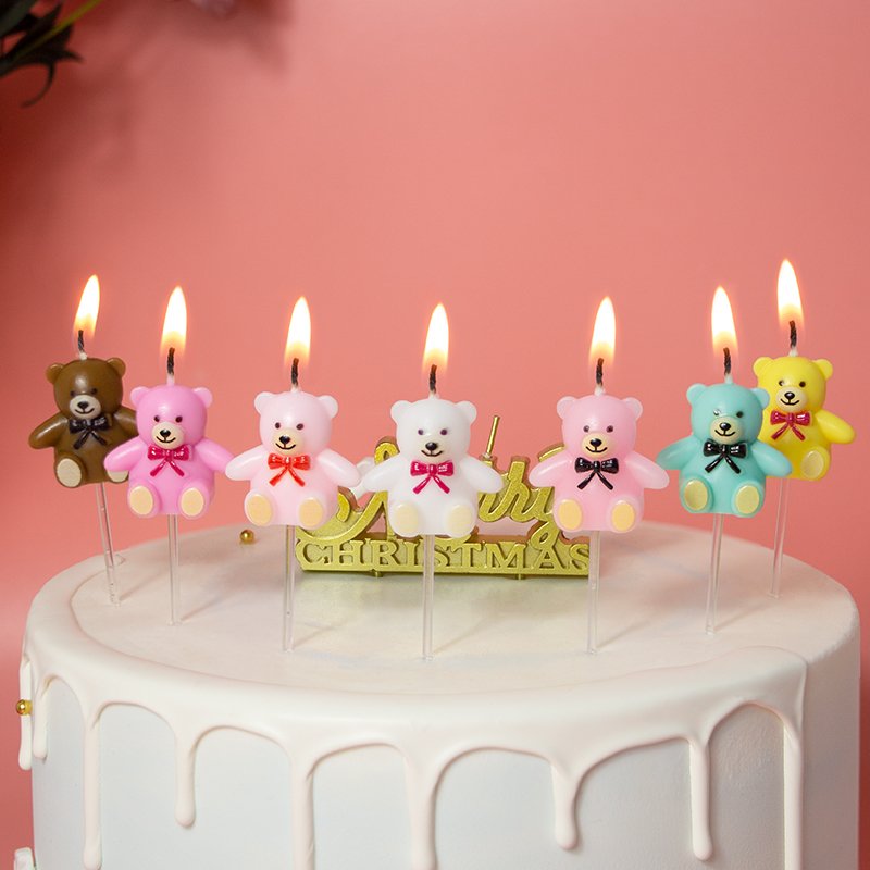 Professional Candles Factory 2024 Hot Selling bear Shape Birthday Cake Decoration Candles For Party