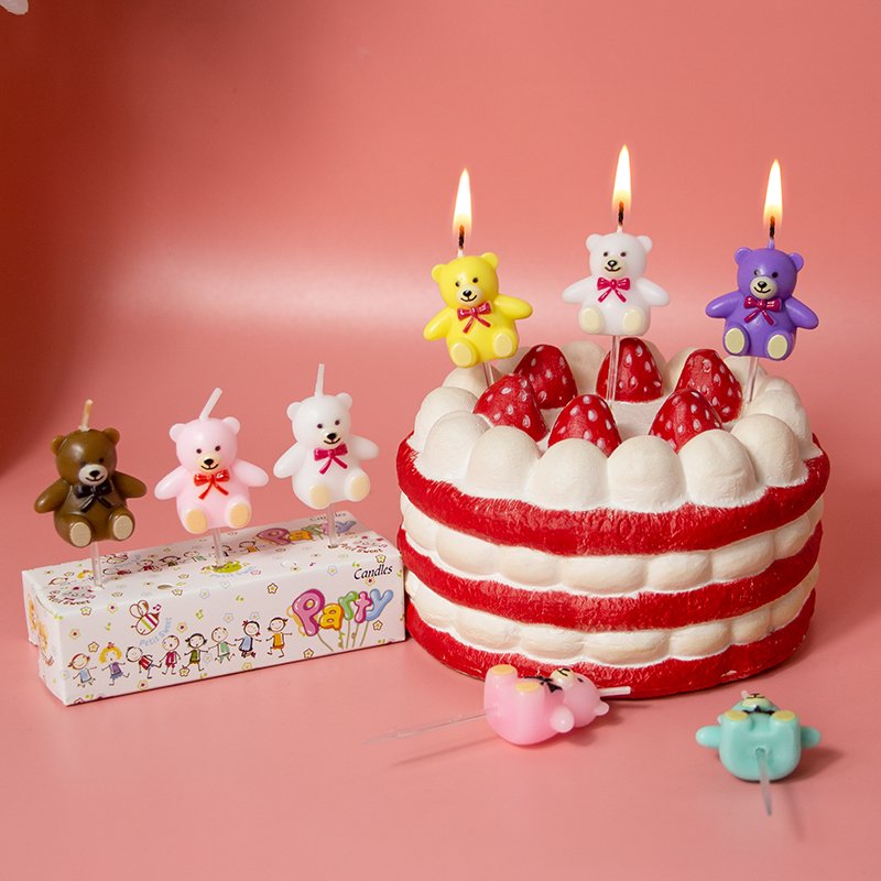 Professional Candles Factory 2024 Hot Selling bear Shape Birthday Cake Decoration Candles For Party