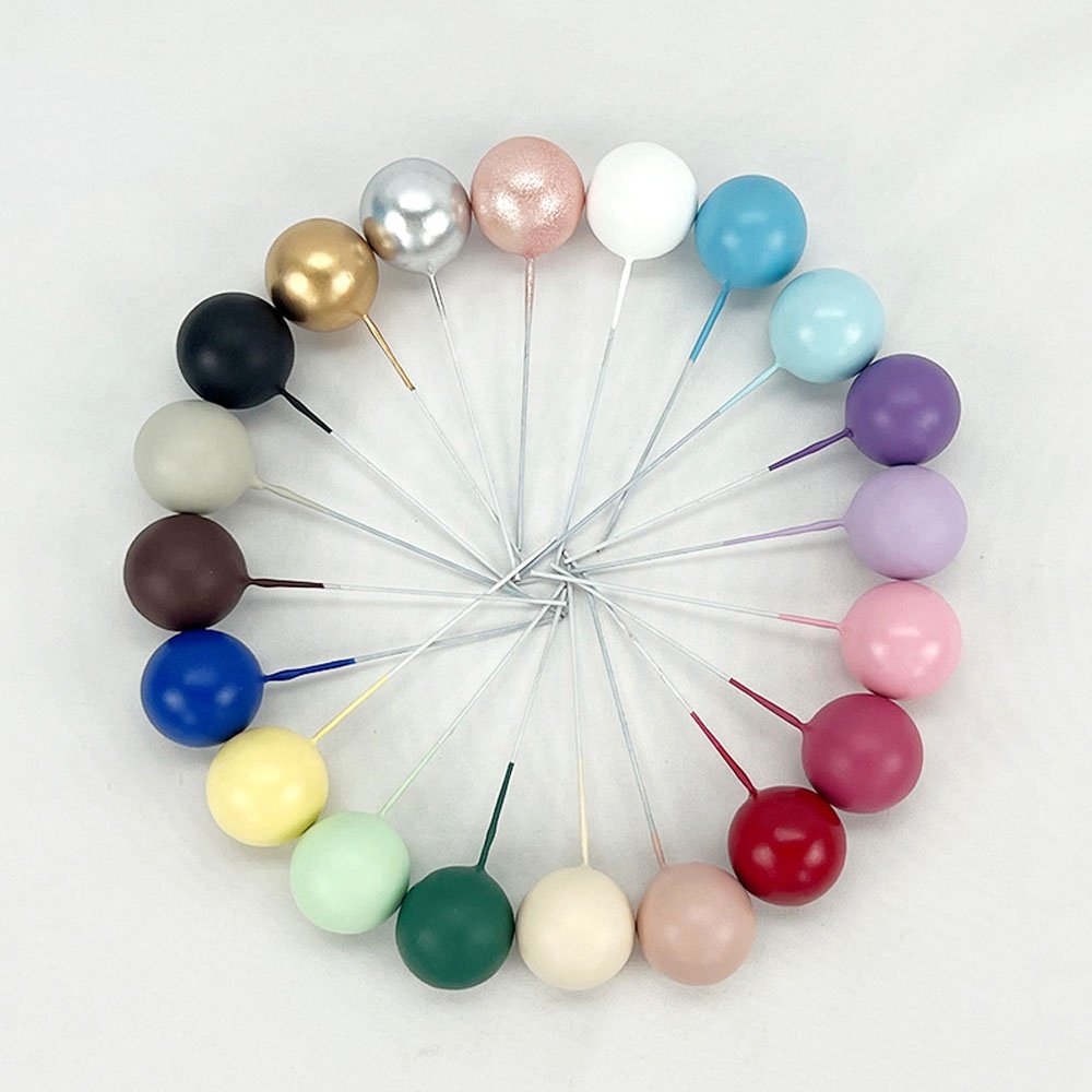 5 Pcs/Pack Foam Gold Silver Ball Cupcake Cake Topper Decoration Toppers
