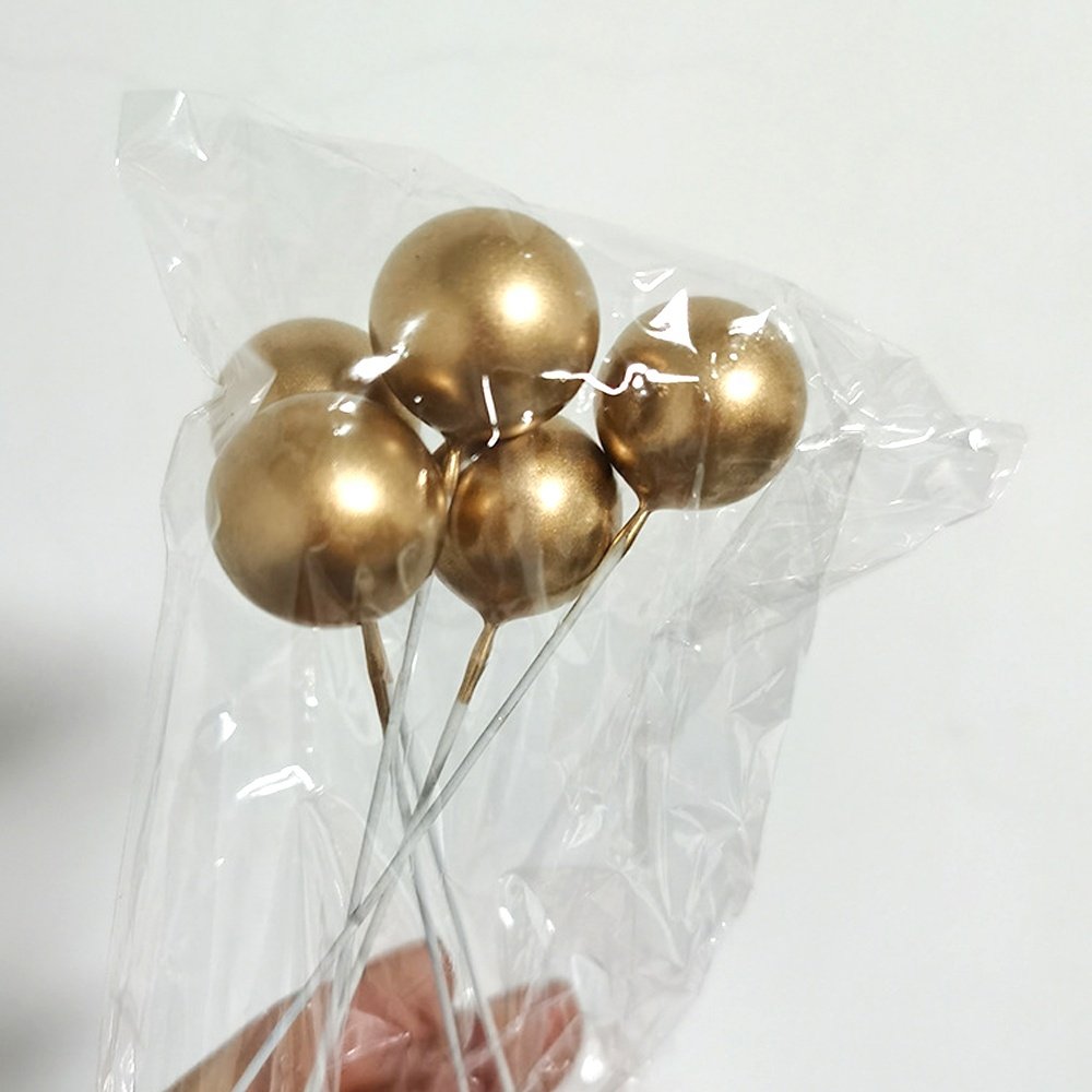 5 Pcs/Pack Foam Gold Silver Ball Cupcake Cake Topper Decoration Toppers